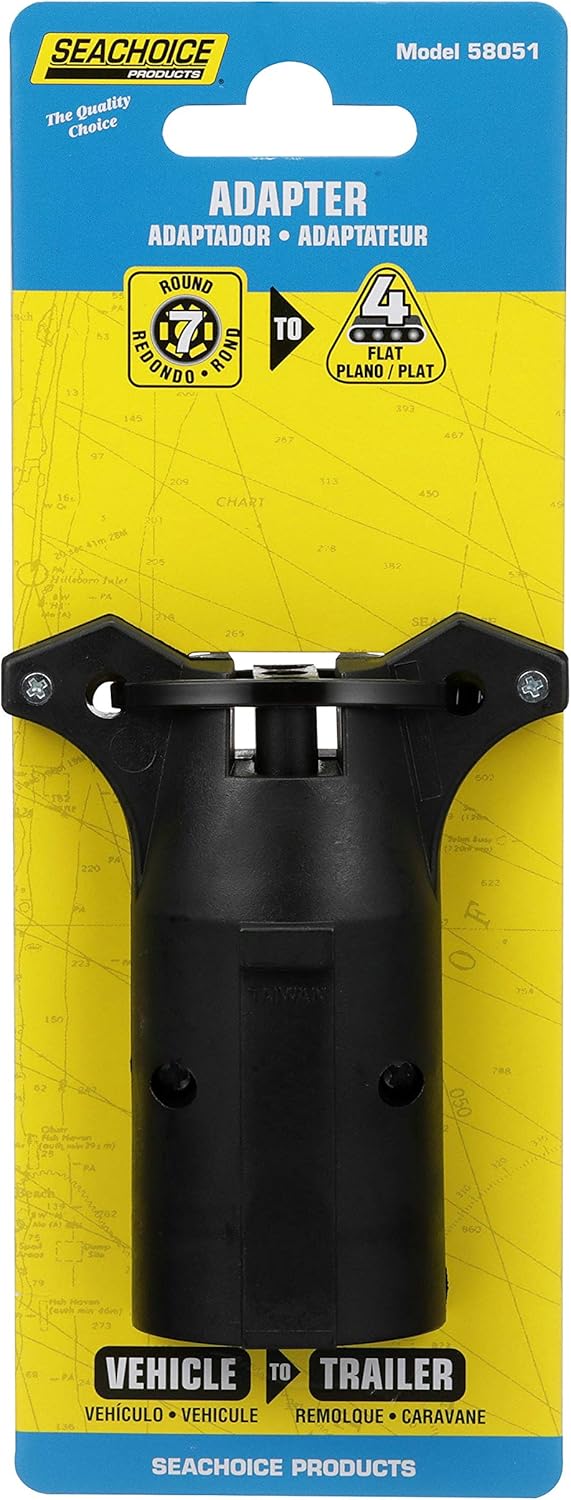 Seachoice 7-Way RV Style to 4-Flat Wiring Adapter