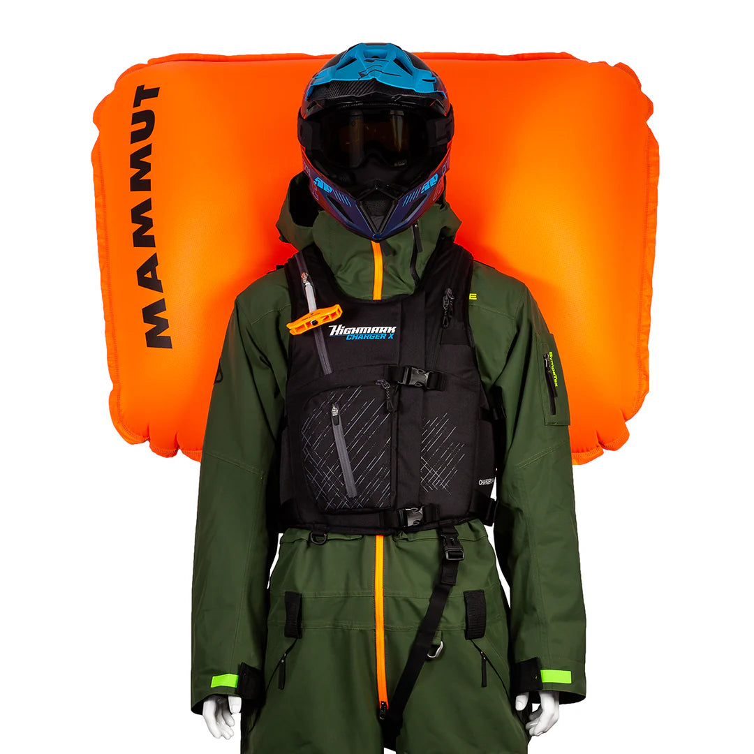 deployed view of Snowpulse Highmark Charger X Vest R.A.S 3.0 Avalanche Airbag