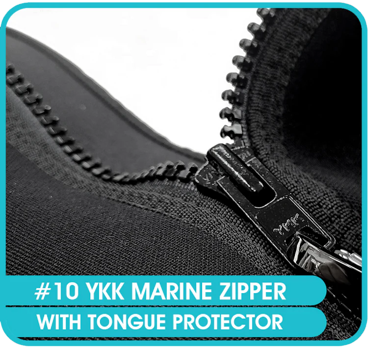 zipper detail on the on Surfinity Boat Shield