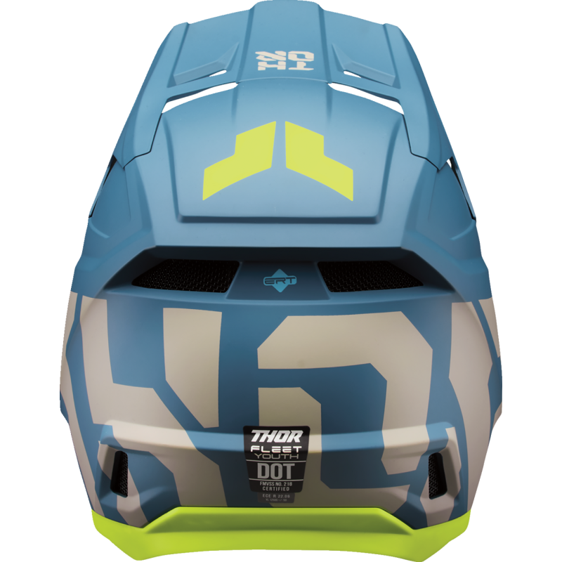 back view of Forge Blue Thor Youth Fleet ATV / MX Helmet