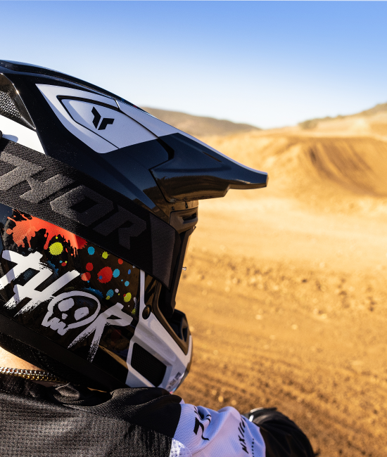Splat Black Thor Youth Fleet ATV / MX Helmet detail