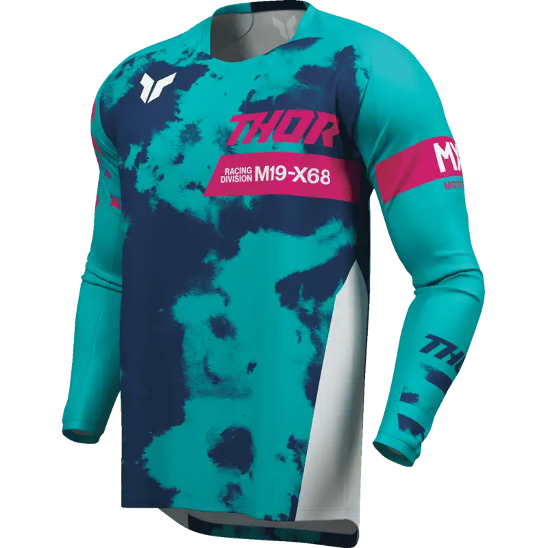white/aqua Thor Launchmode Bleach Jersey Riding