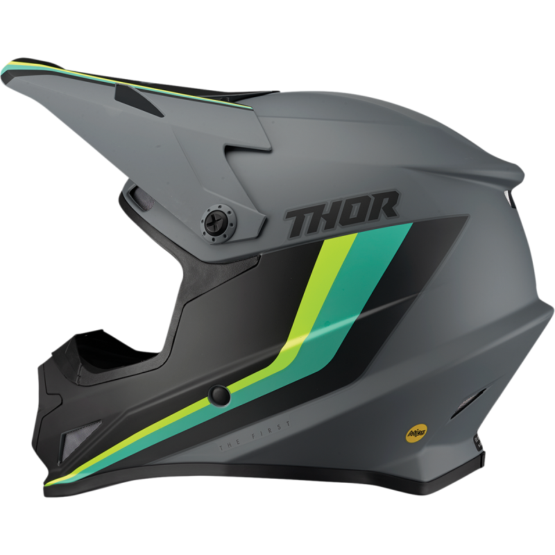 grey/teal Thor Sector Runner MIPS Helmet