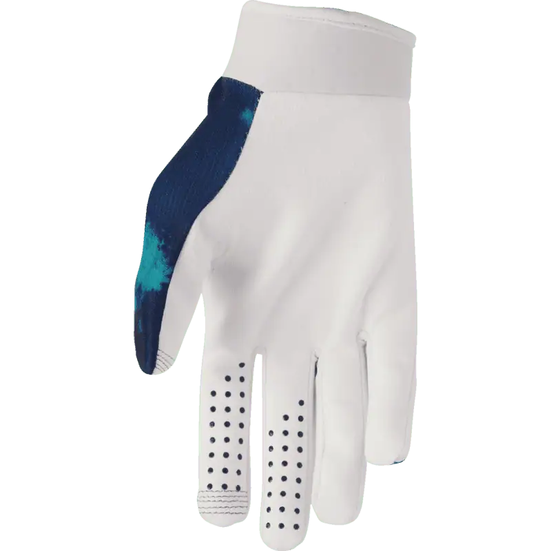 palm view of white/aqua Thor Launchmode Glove