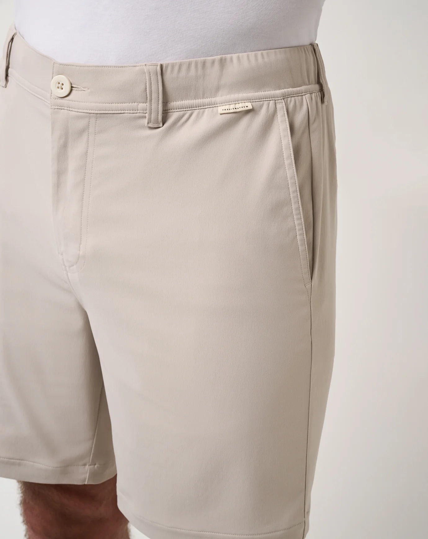 a view of the front pocket and waistband on the TravisMathew Beach Club Shorts