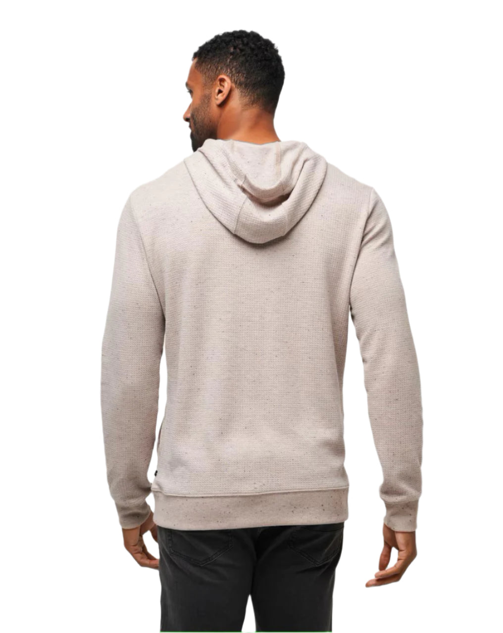 oxford tan TravisMathew Cloud Waffle Hoodie, back view