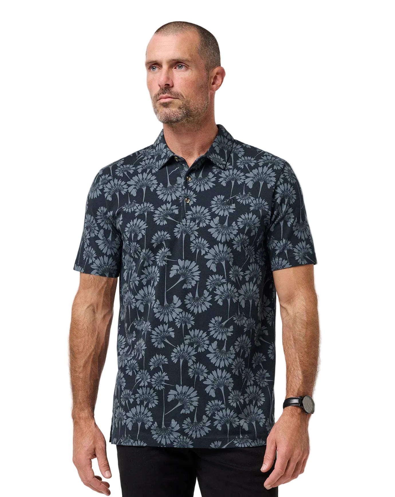 front view of "Total Eclipse" color of TravisMathew ComfortKnit Breeze Polo
