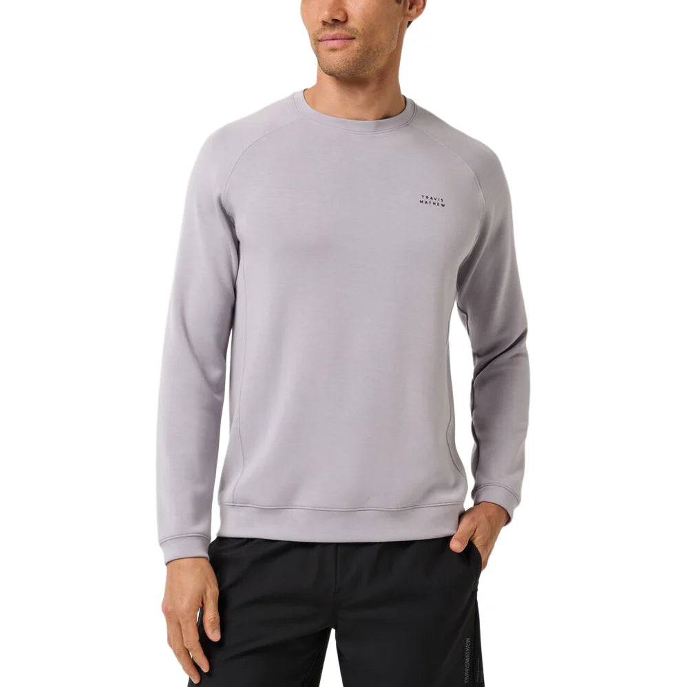 light grey TravisMathew Fibercloud Crew Pullover