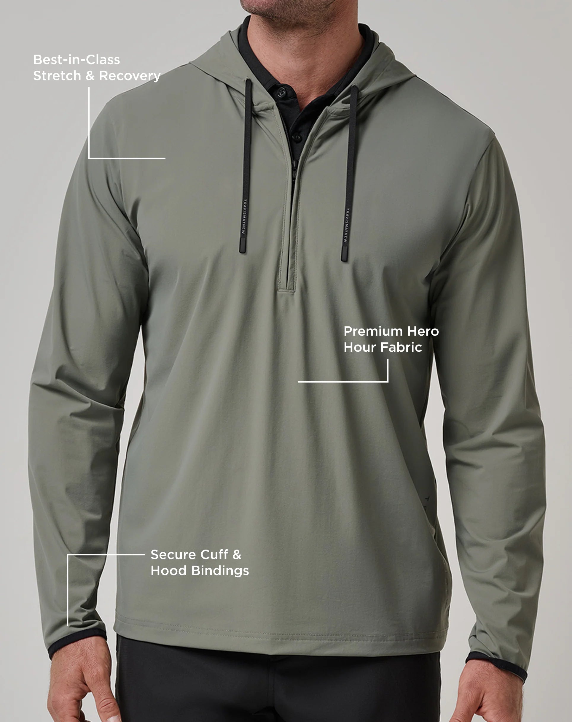 "dark olive" TravisMathew Hero Hour Tech Hoodie