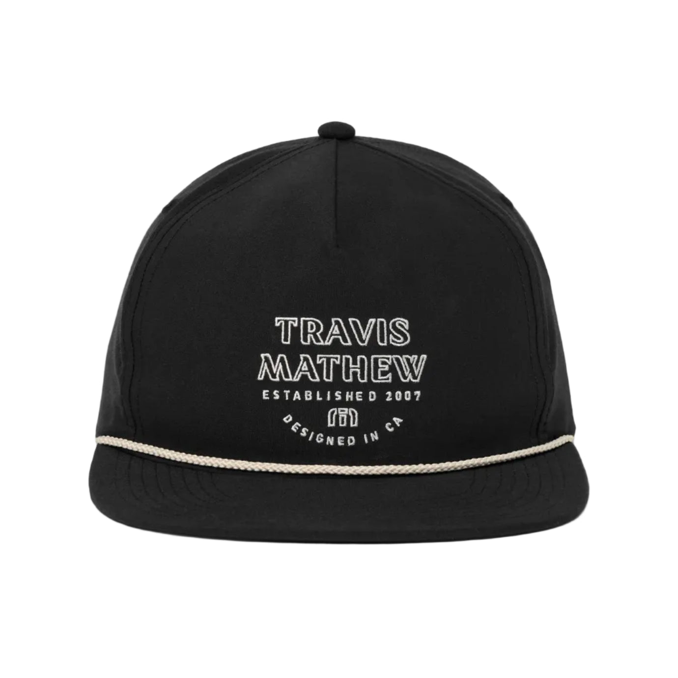 black TravisMathew Salted Shore Snapback Hat