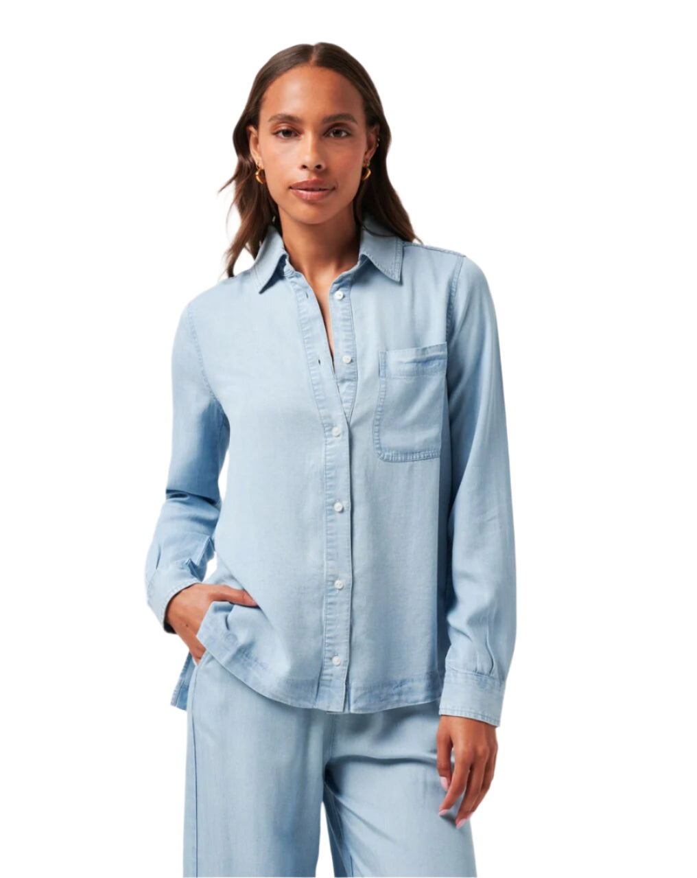 TravisMathew Women's Chambray Button Down Long Sleeve Shirt