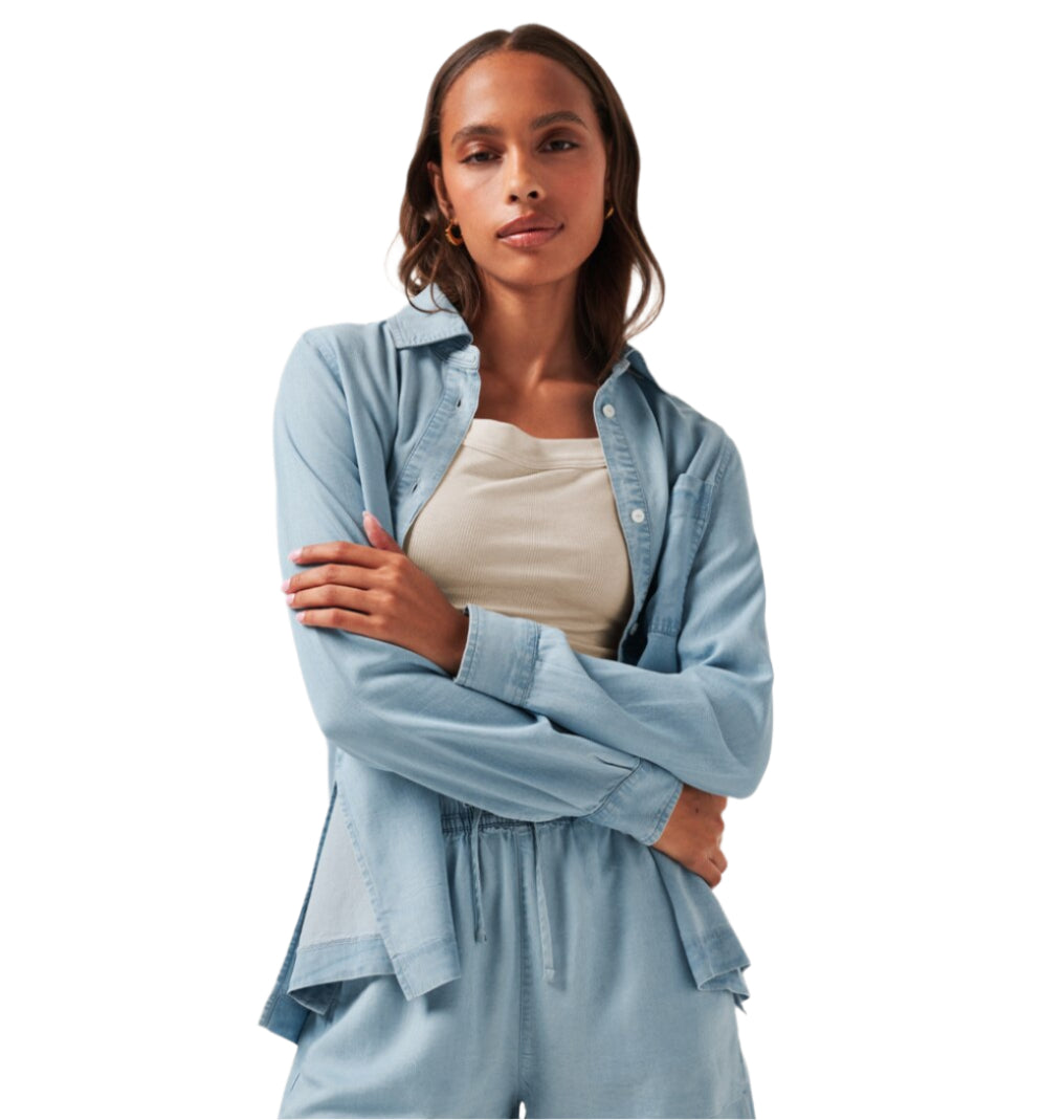 TravisMathew Women's Chambray Button Down Long Sleeve Shirt