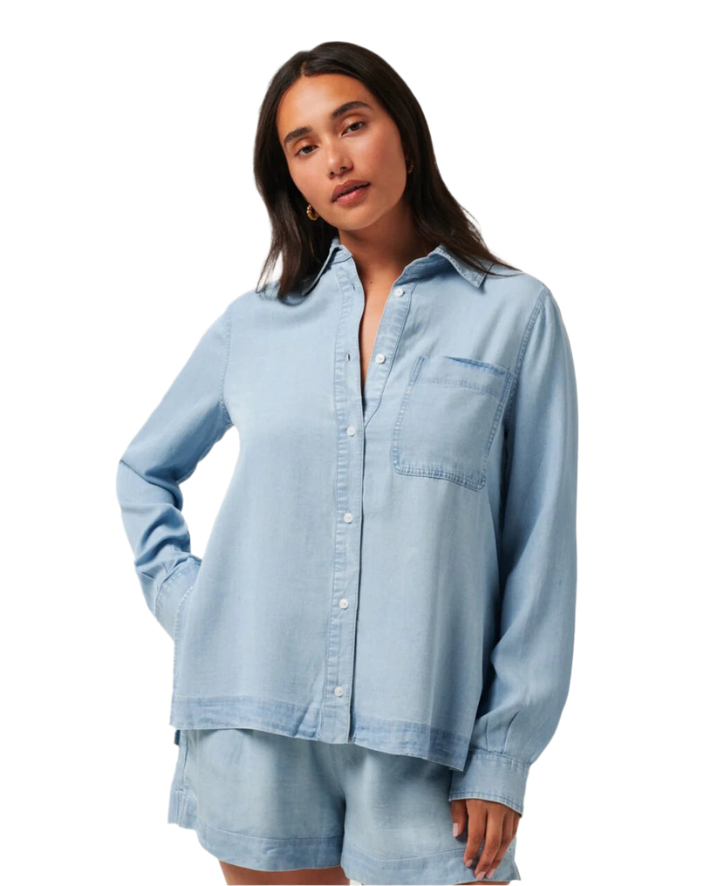 TravisMathew Women's Chambray Button Down Long Sleeve Shirt