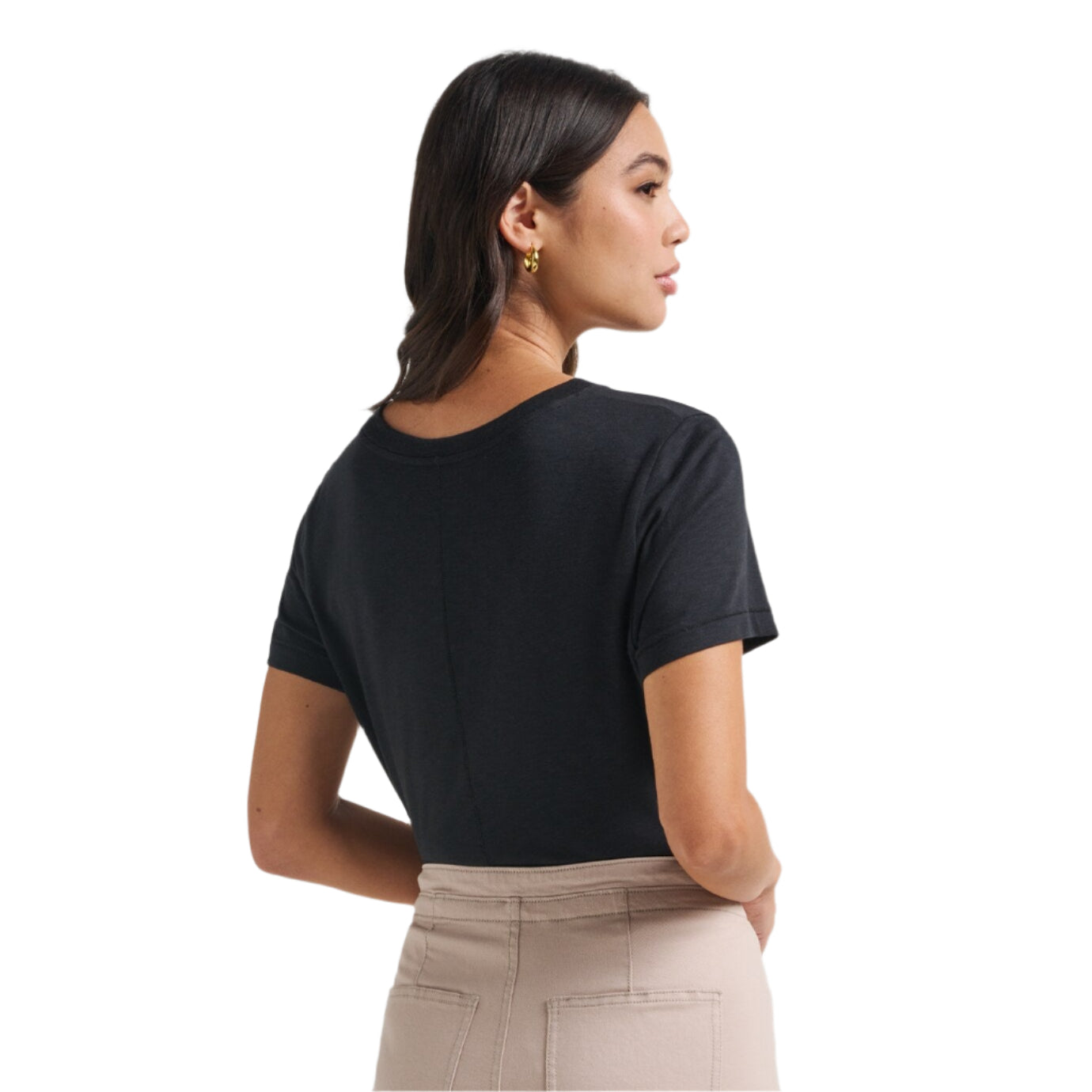 back of black TravisMathew Women's Cloud Tee