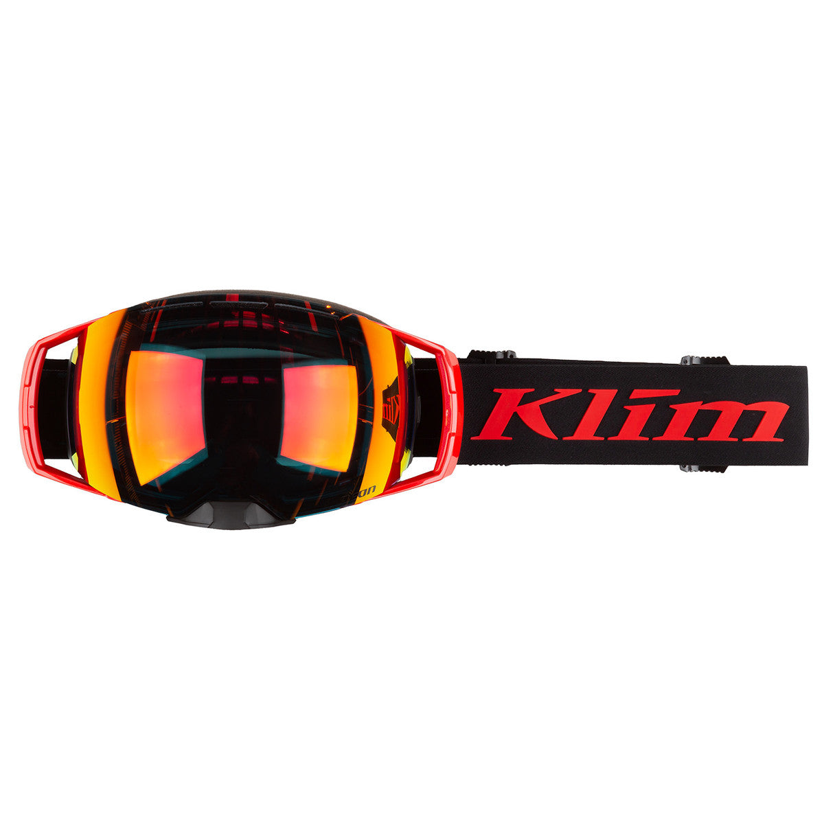 Klim Aeon Snowmobile Goggles Tech Fiery Red Smoke Red Mirror