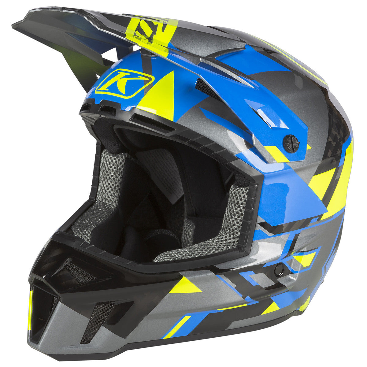 Klim F3 Carbon Snowmobile Helmet ECE electric blue lemonade