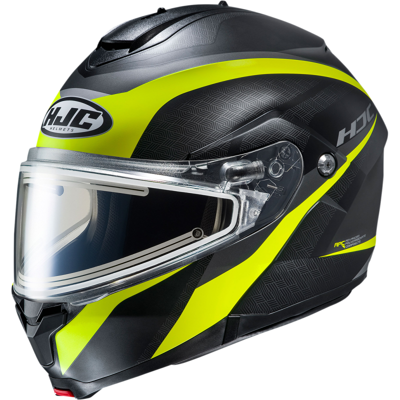 HJC C91 Snow Taly Helmet w/ Electric Visor - Semi-Flat Black/Hi-Vis Yellow