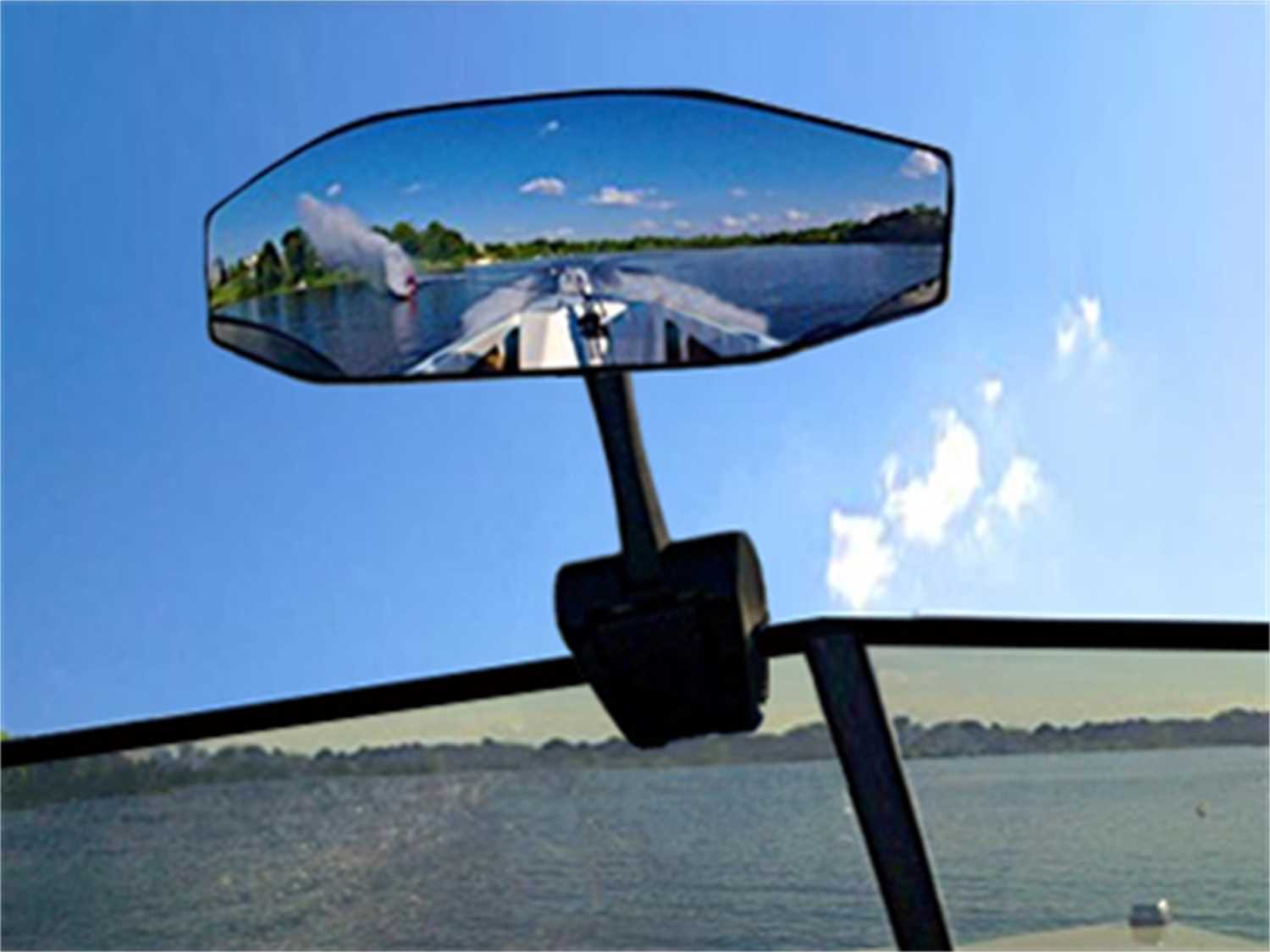 Mounted excample of CIPA Mirrors Vision 180 Degree Boat Mirror