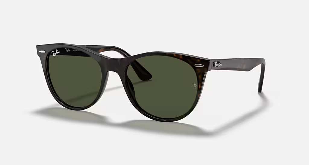 Ray-Ban Wayfarer II Classic Sunglasses - Polished Tortoise Frame With Green Lens