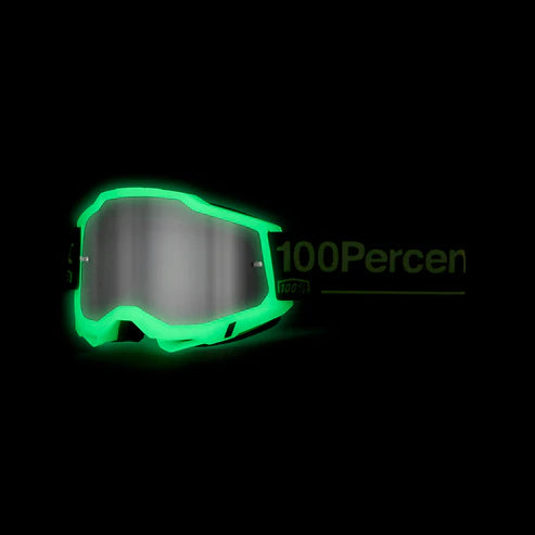 GLOWING in the dark 100% Accuri 2 Glow Moto/MTB Goggle - Mirror Silver Lens