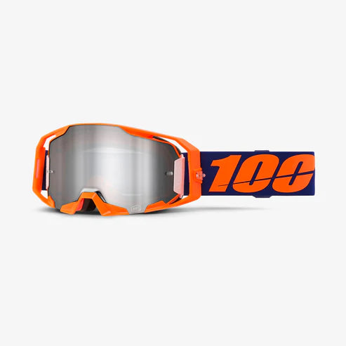 100% ARmatic MX & MTB Goggle neon orange with silver mirror lens