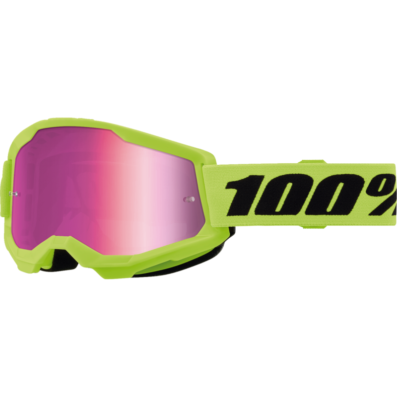 Neon Yekllow - Mirror Pink 100% Strata 2 Junior Goggles