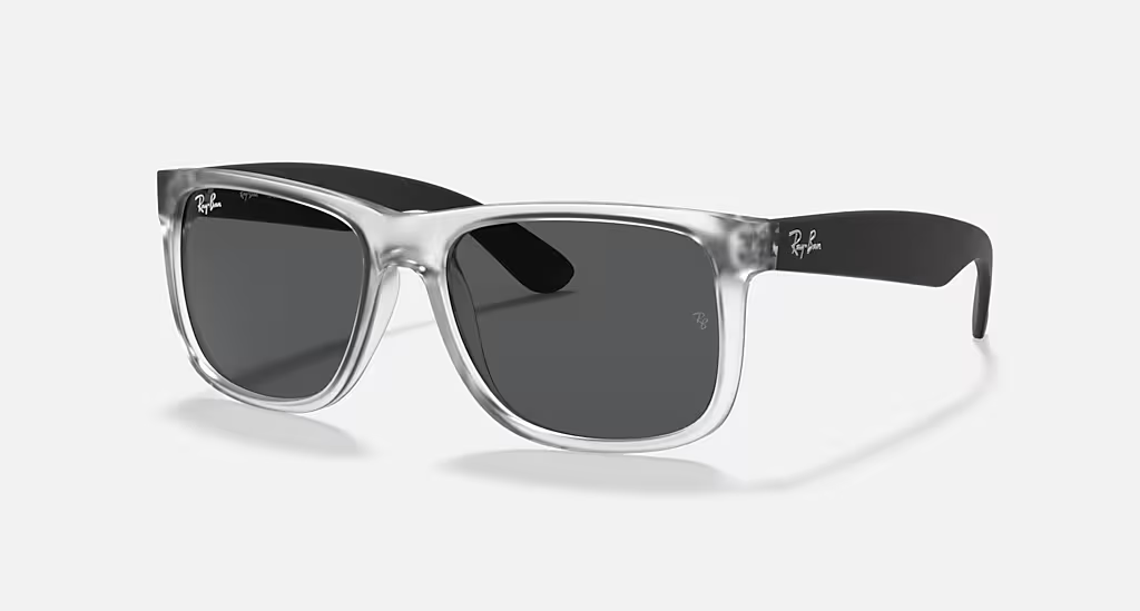 Ray-Ban Justin Sunglasses - Matte Transparent Frame With Grey Lens