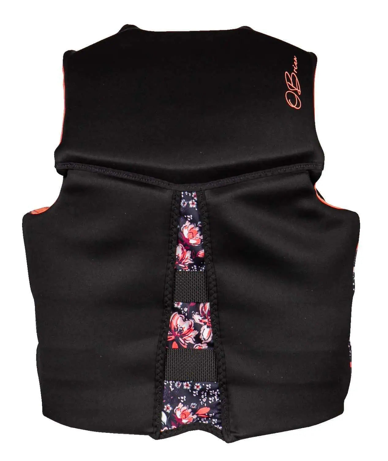 back of the coral/floral O'Brien Ladies Flex V-Back Life Jacket