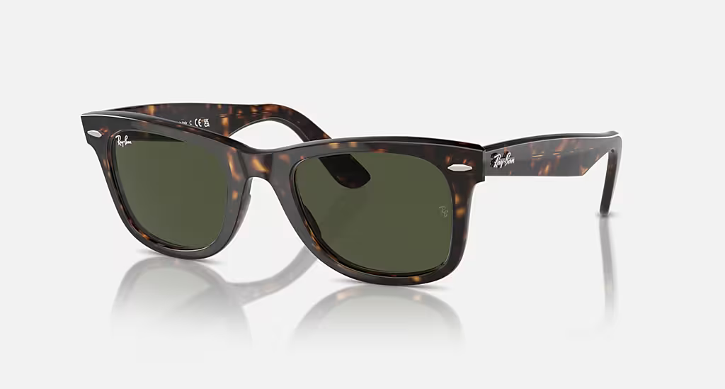 Ray-Ban Original Wayfarer Sunglasses - Polished Tortoise Frame With Green Lens