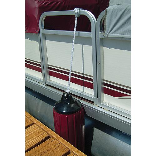 A pontoon boat using the pontoon fender adjuster