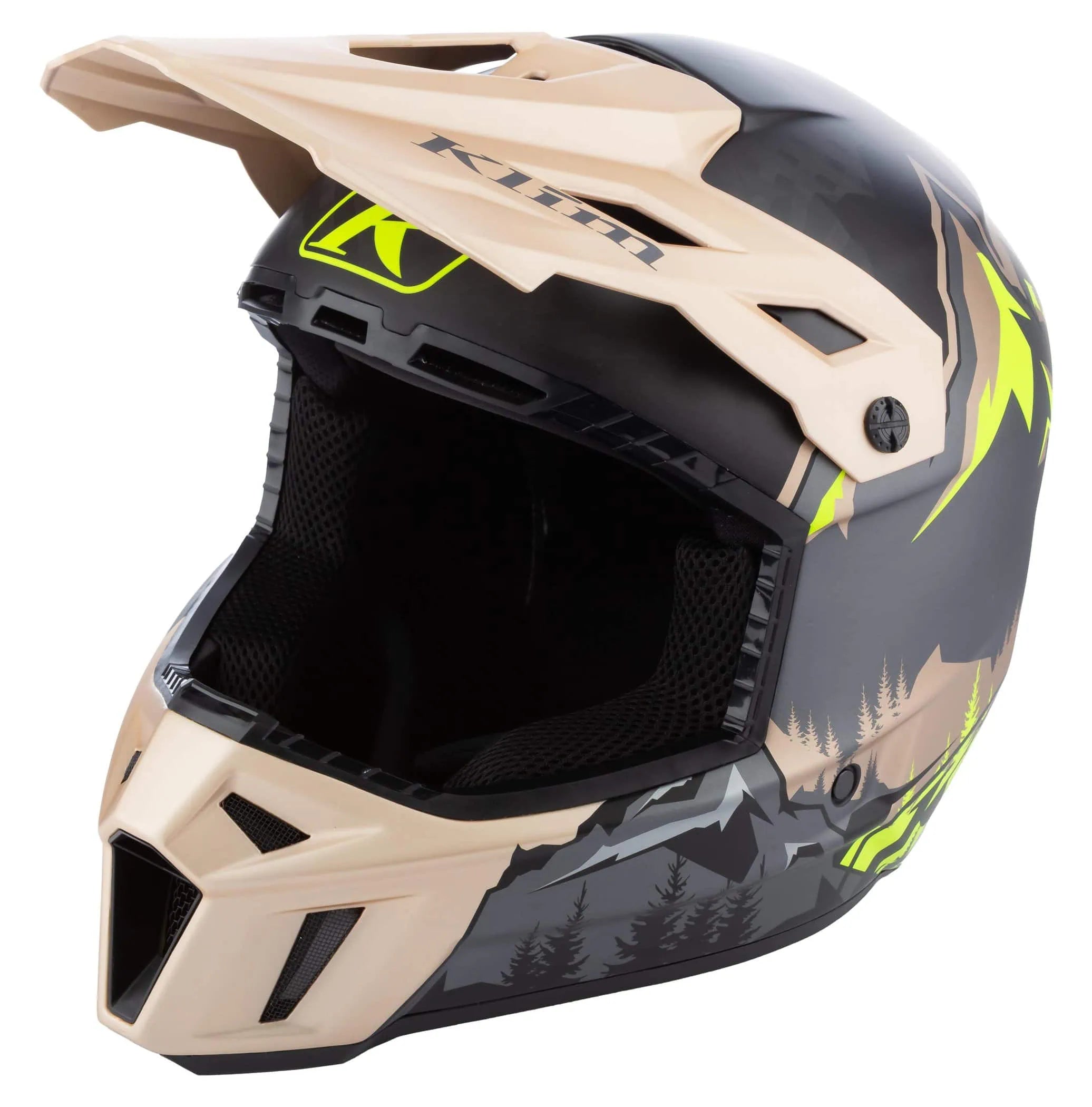 DNA Montana Tan Hi-Vis Klim F3 Carbon Snowmobile Helmet ECE