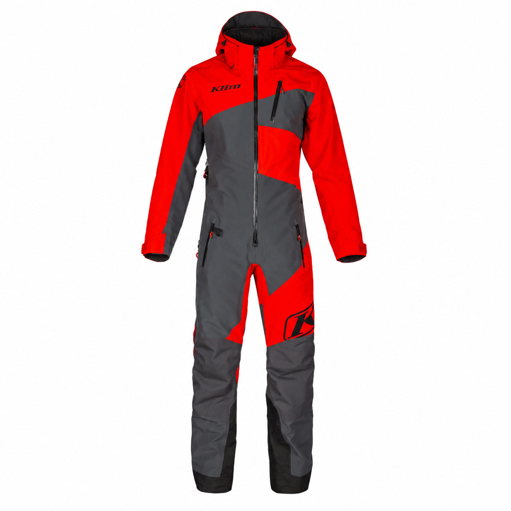 red / grey / asphalt Klim Ripsa One-Piece Snowmobile Monosuit