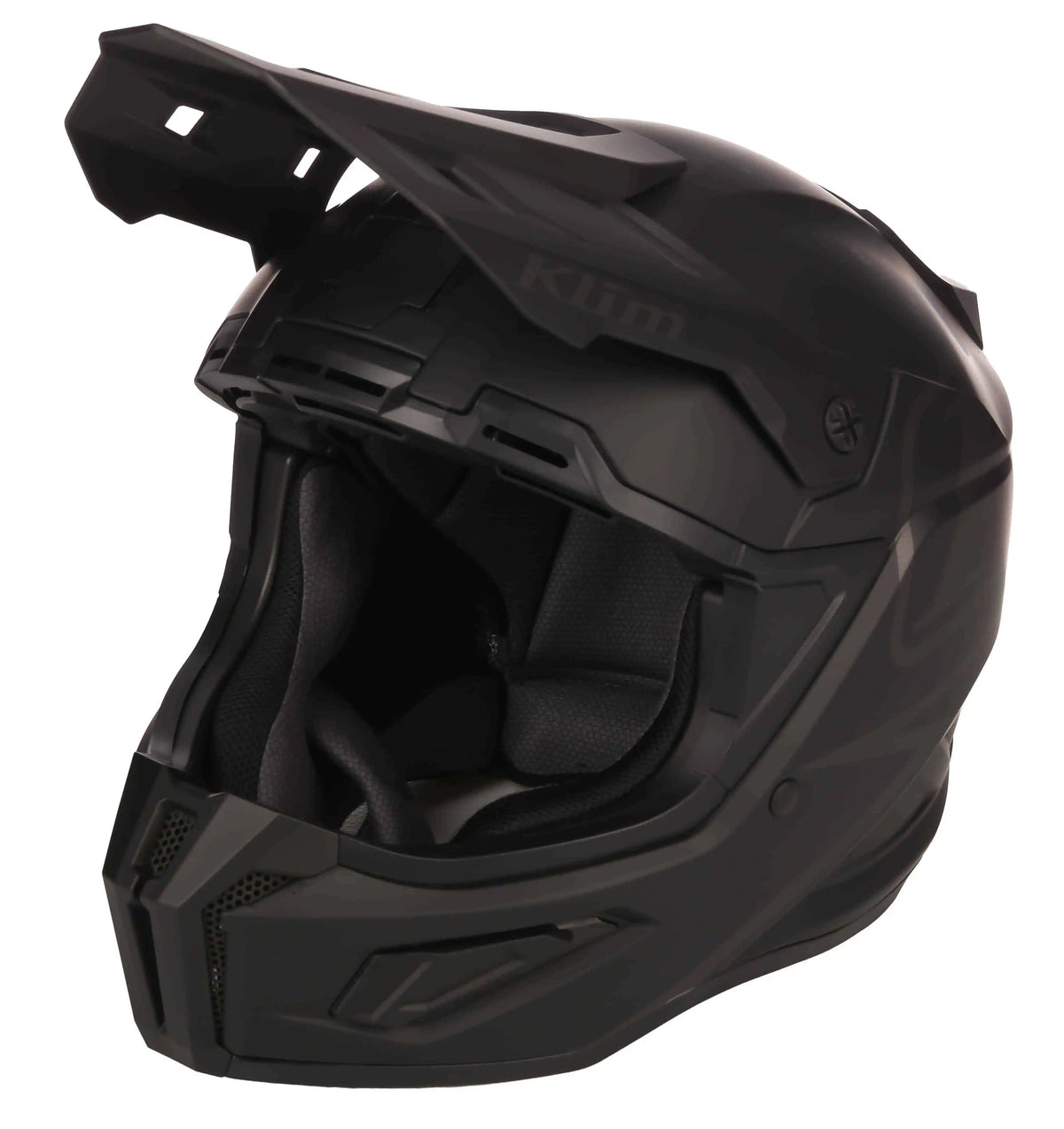 solid matte black Klim T1 Freeride ECE Youth Snowmobile Helmet