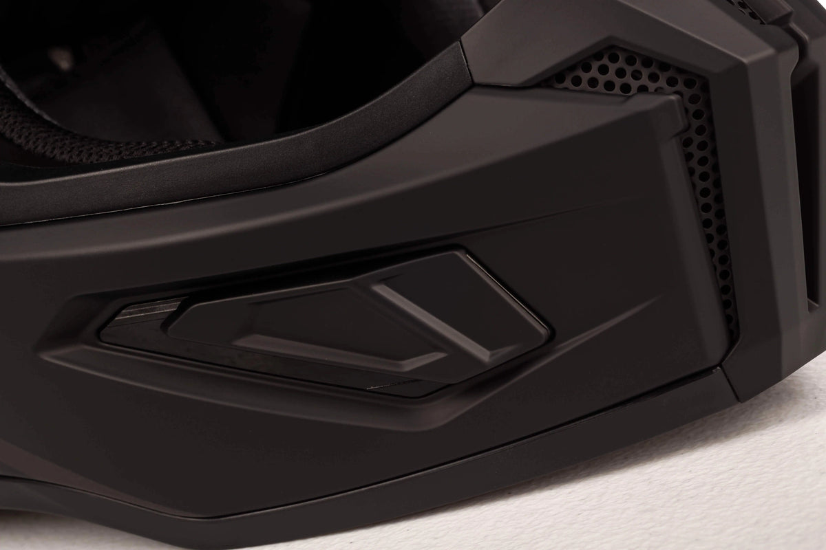 solid matte black Klim T1 Freeride ECE Youth Snowmobile Helmet