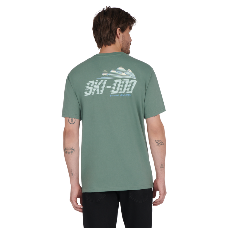 teal Ski-Doo Mountains T-Shirt, back view