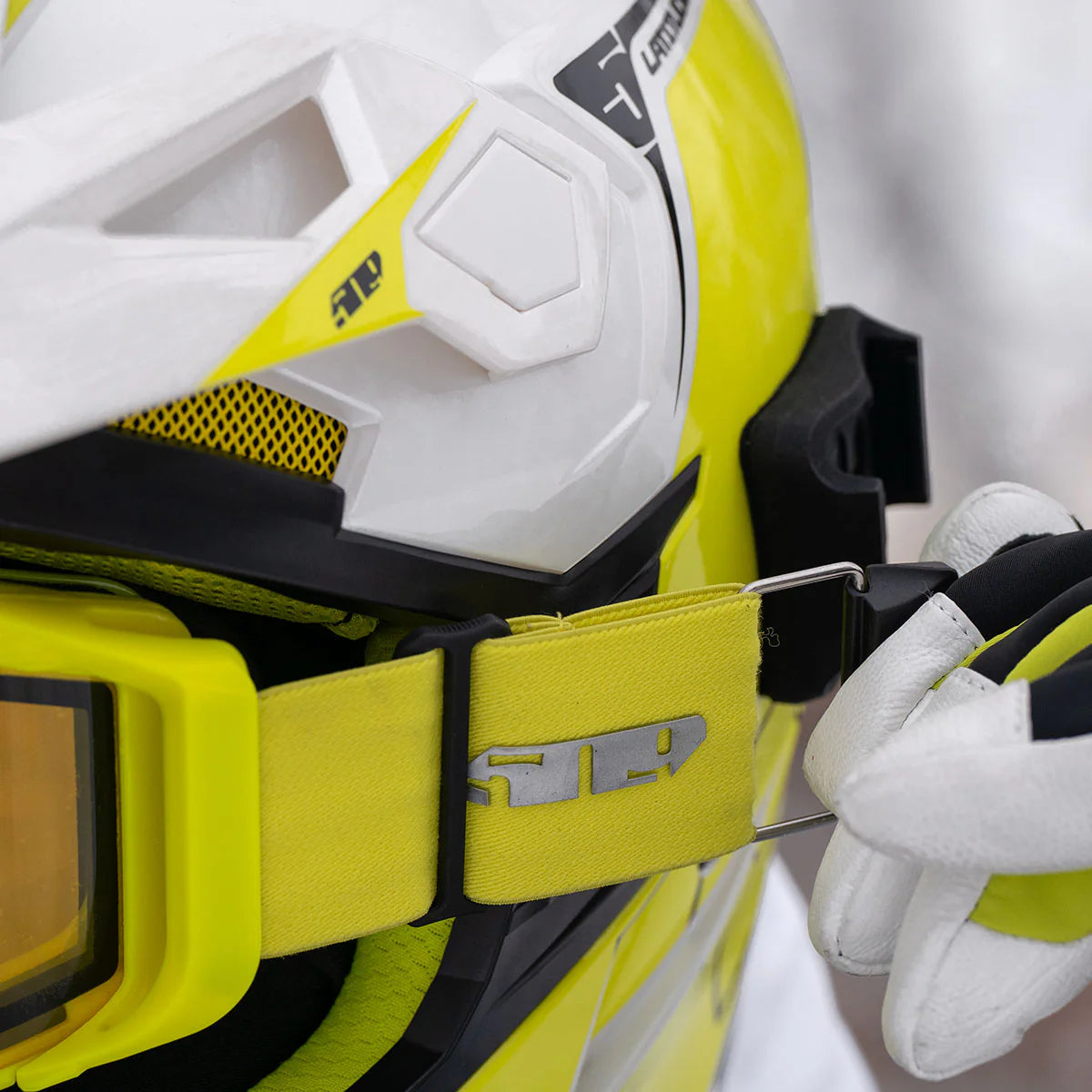 strap detail on 509 Latitude Helmet Goggle System - Highlighter