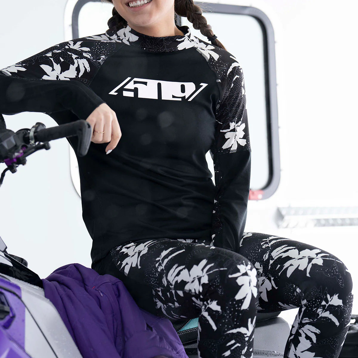 woman wearing the snow drop 509 Women's FZN LVL 1 Base Layer