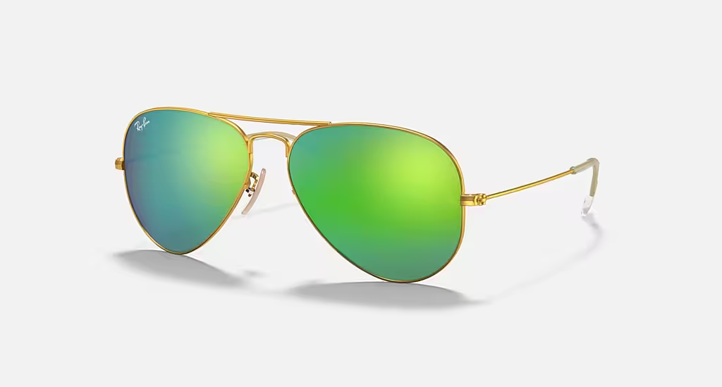 Ray-Ban Aviator Sunglasses - Matte Gold Frame With Green Lens