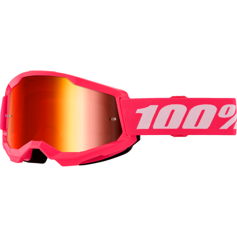 100% Strata 2 Pink Dirtbike Goggle - Mirror Red Lens