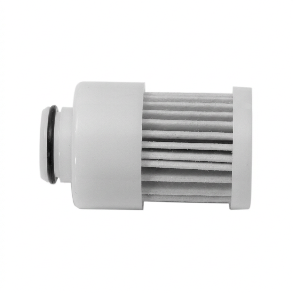 White air filter with pleated design on a white background