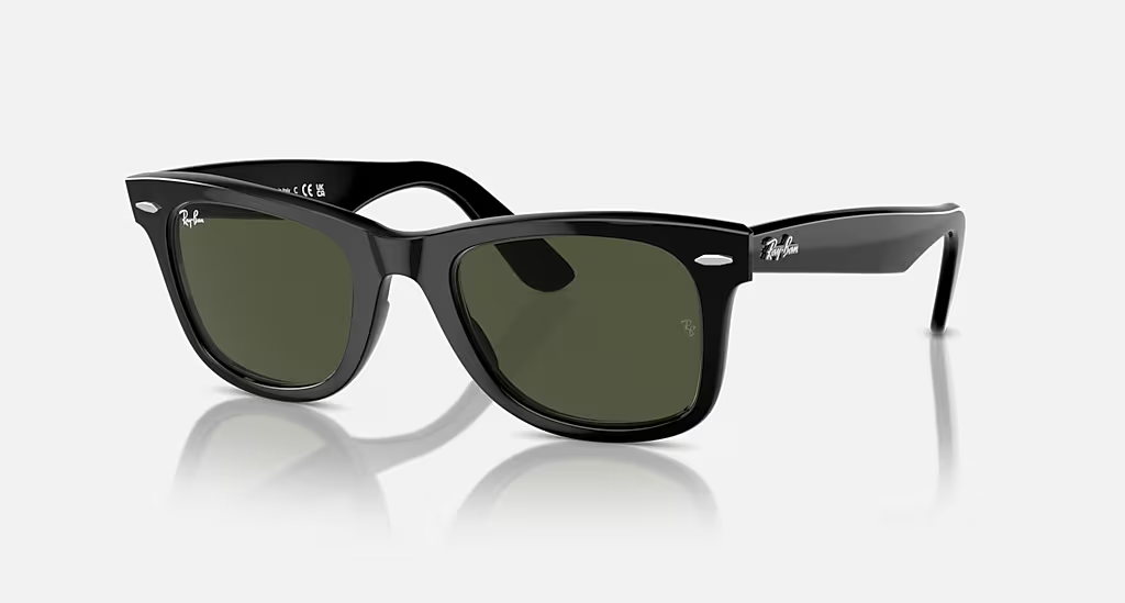 Ray-Ban Original Wayfarer Sunglasses - Polished Black Frame With Green Lens