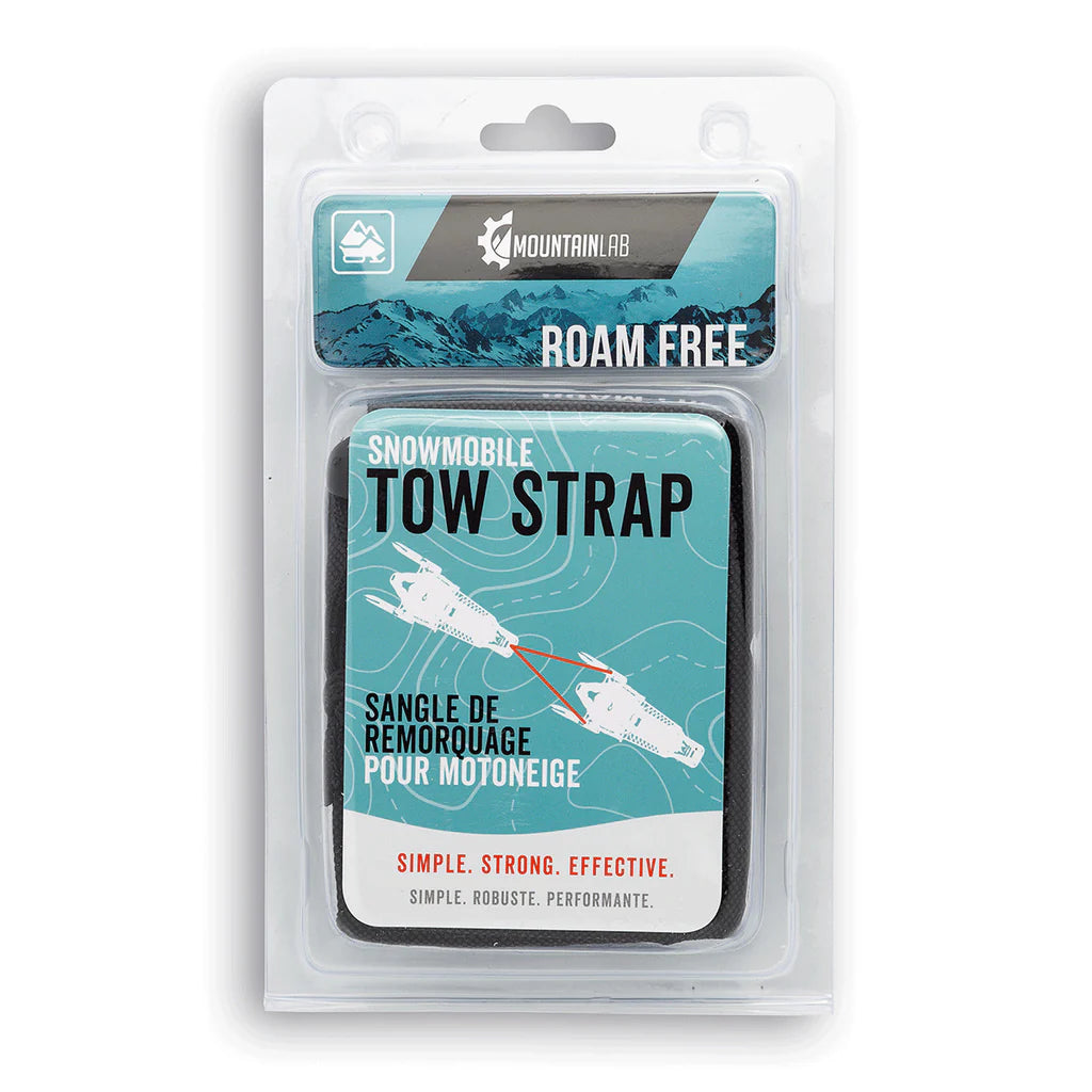 packaging of the Mountain Lab Snowmobile Tow Kit with Bag