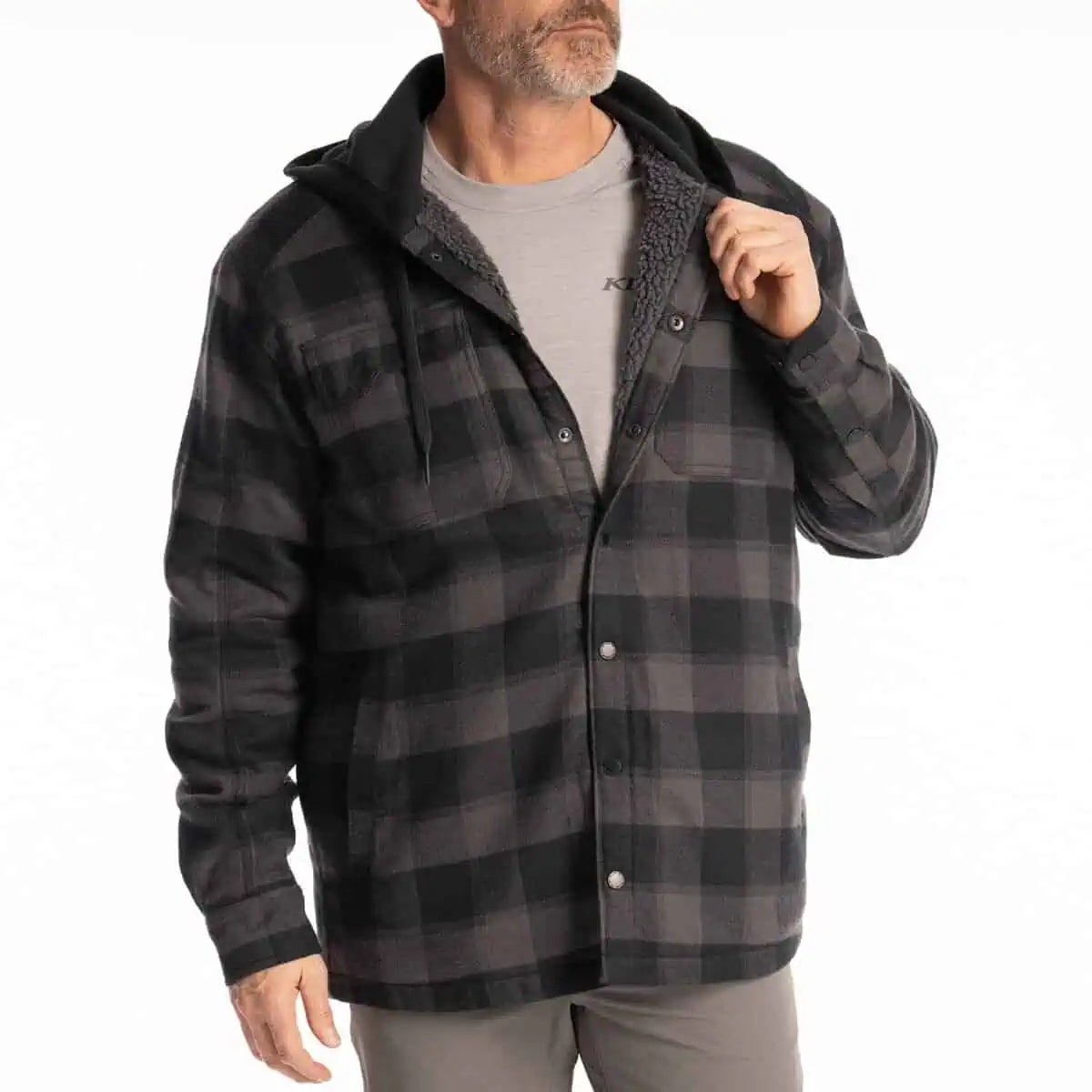 asphalt black Klim Targhee Fleece Lined Flannel Hoodie