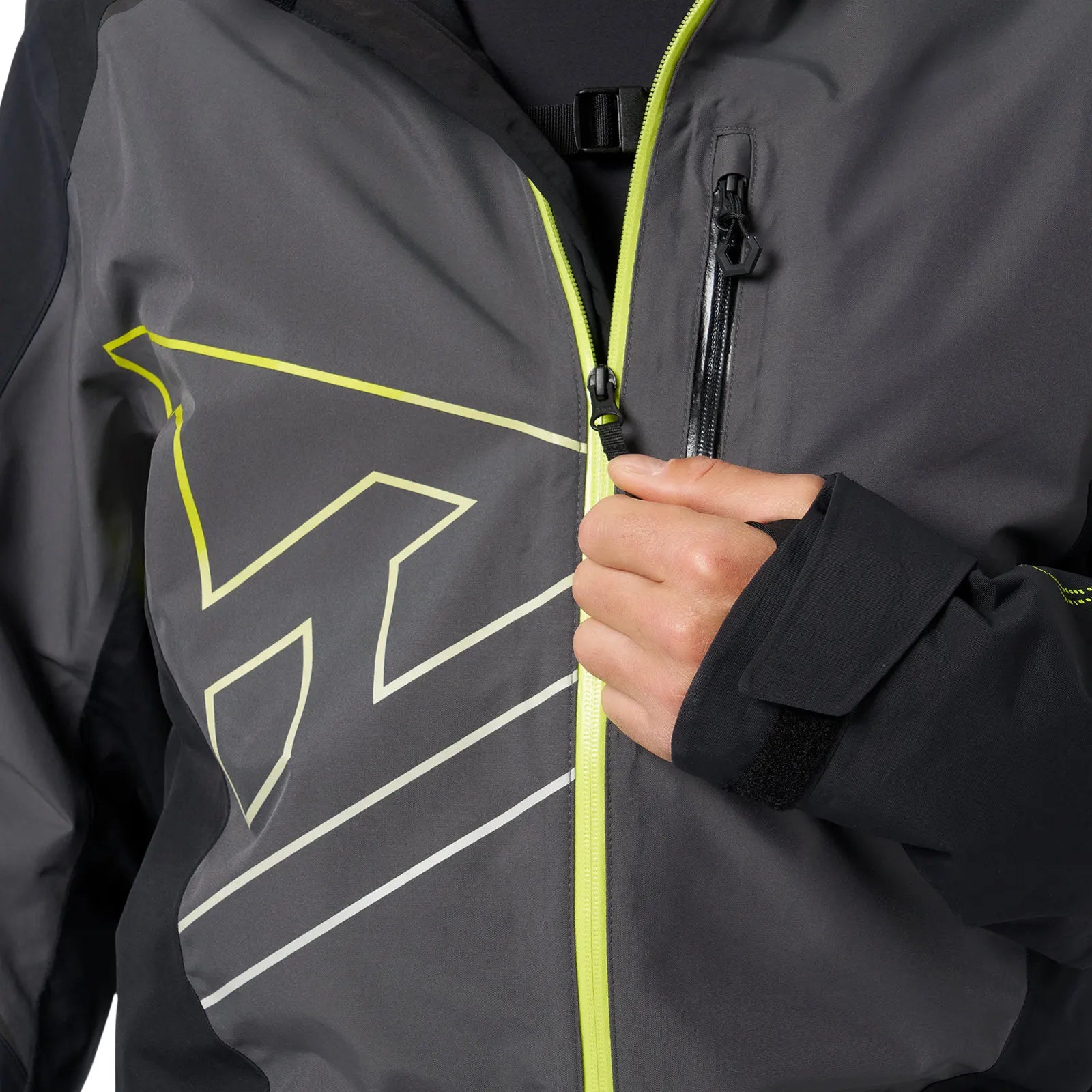zipper detail on the charcoal grey BC Series Kona 2.0 Non-Insulated STX Monosuit