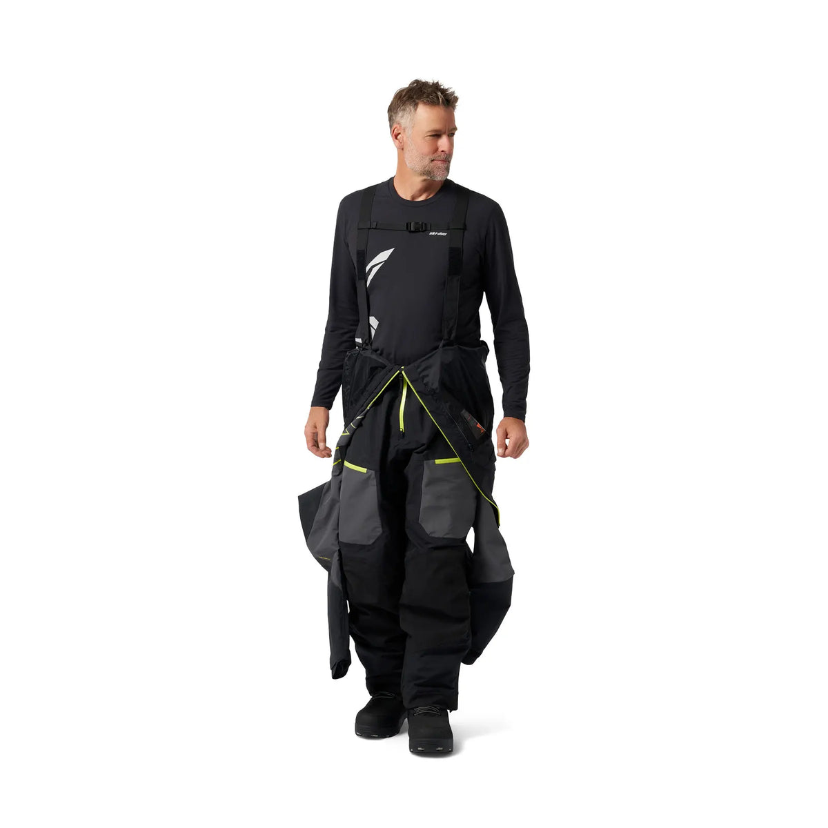 the charcoal greay BC Series Kona 2.0 Non-Insulated STX Monosuit unzipped