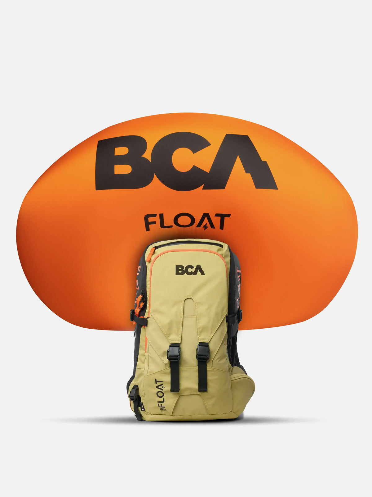 airbag is shown deployed on the tan BCA Float E2-25 Turbo Avalanche Airbag