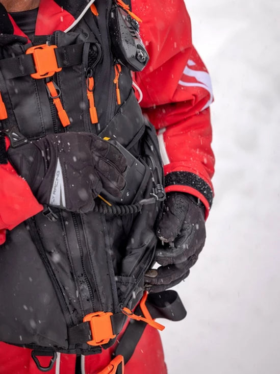 detail on the black BCA Float E2 MtnPro Vest Avalanche Airbag