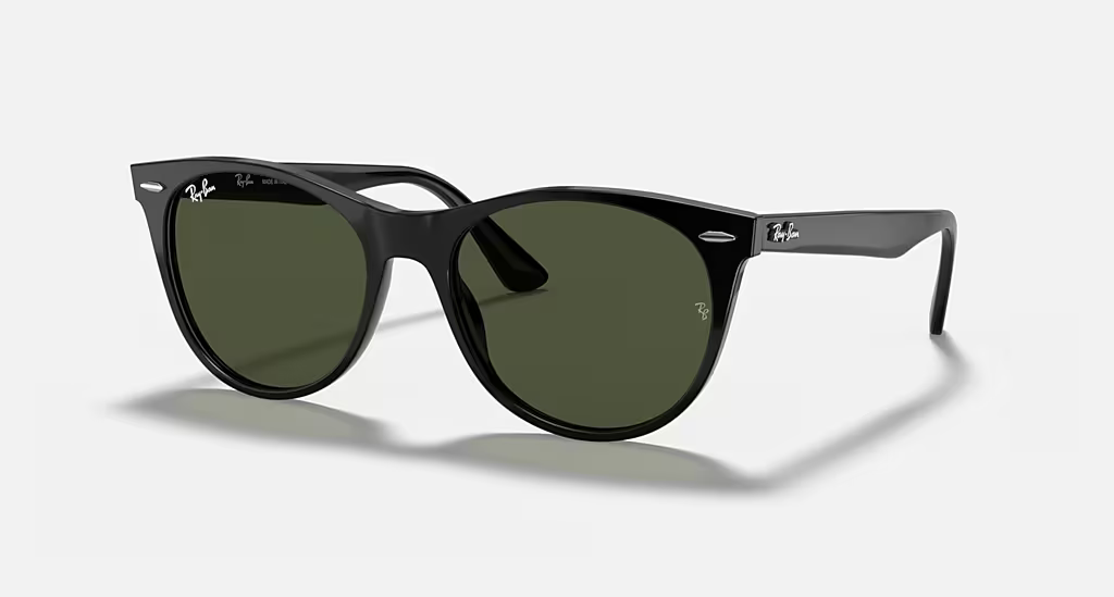 Ray-Ban Wayfarer II Classic Sunglasses - Polished Black Frame With Green Lens