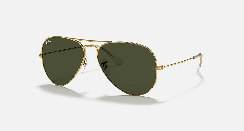 Ray-Ban Aviator Sunglasses - Polished Gold Frame With Green Lens