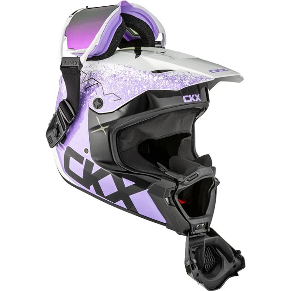 open muzzle on the CKX AMS Titan Helmet Vaneer with Apex Goggles